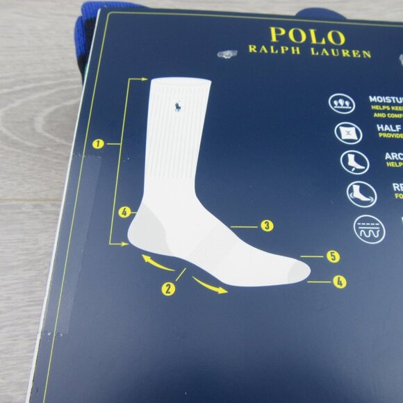 Polo Ralph Lauren Athletic Club Bear Crew Socks Multi 6 Pack Mens Size 6-13 NEW - Picture 15 of 15